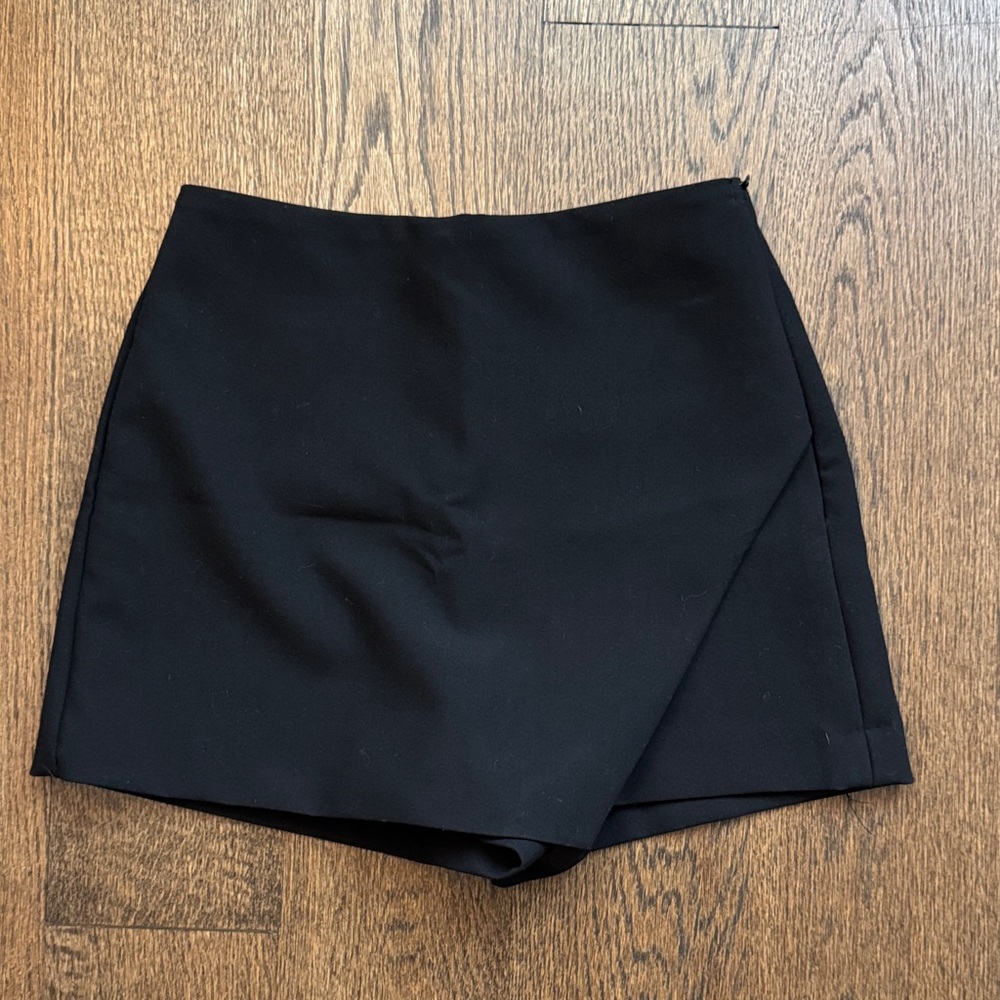 Zara Black Wrap-Front Skort